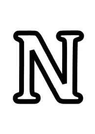 Omtrek letter N van het alphabet, gratis te printen