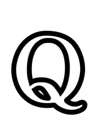 Omtrek letter Q van het alphabet, gratis te printen