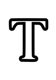 Omtrek letter T van het alphabet, gratis te printen