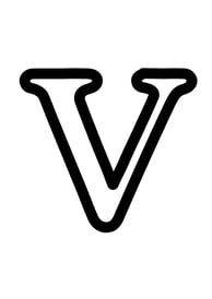Omtrek letter V van het alphabet, gratis te printen