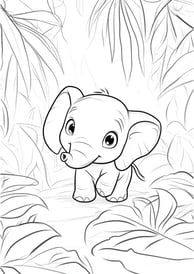 kleurplaat schattige baby olifant