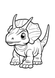 Simpele kleurplaat van een Triceratops