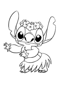 kleurplaat van stitch die danst