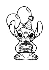 kleurplaat van stitch die jarig is