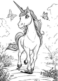 Unicorn kleurplaat met vlinders