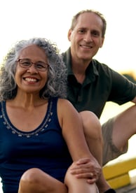 Smiling mixed race couple