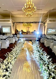a decorated hall for a special event