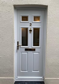 a white composite front door