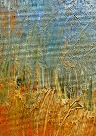 Title: Blazing Sea Grass - An abstract impressionist painting of seagrass, water, and clouds.