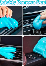 a person cleaning a car with a blue cleaning brush