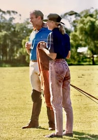 The Leighton's, Ross & Pooh at the polo by Peter Pickering