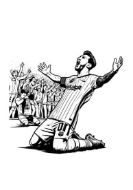 kleurplaat Messi viert overwinning