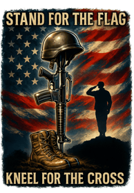 patriotic battlefield cross american flag salute