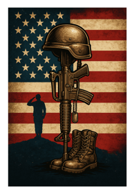 patriotic battlefield cross american flag salute