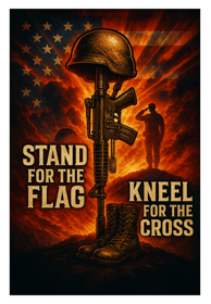 patriotic battlefield cross american flag salute