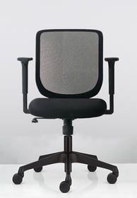 Sensit T127 office swivel chair with black mesh back and seat, front view