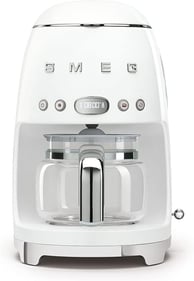 Smeg DCF02WHUK Drip Coffee Machine, Auto-Start Mode, Reuseable Filter, Digital Display, Anti-Drip Sy