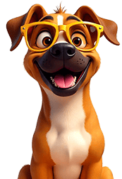 perro boxer con gafas