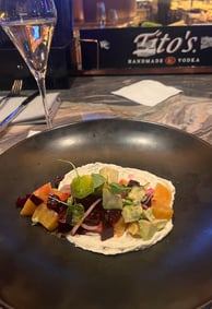 beet salad and white wine at Ramsays Kitchen Reno NV