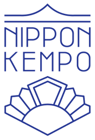 a blue and white logo with the words nippon kempo