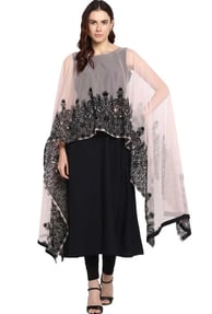 A fusion favorite, cape kurtas combine traditional Indian cuts with a dramatic western cape overlay.