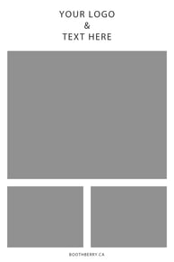 print layout with 3 photos and design on the top