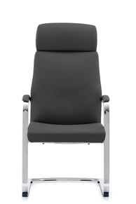 Mavis high-back chair with soft cushioning and chrome sled base, front view