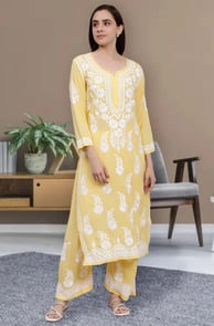 Hailing from Lucknow, these kurtas feature delicate hand embroidery known as Chikankari. Usually in 