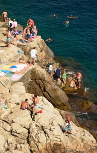 Swimming on a warm Dubrovnik, Croatia day