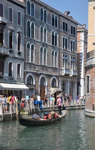 Beautiful day for a gondola ride in Venice, Italy