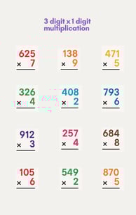 3 digit x 1 digit worksheet