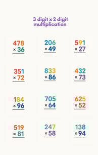 3 digit x 2 digit worksheet