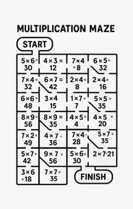 multiplication maze worksheet