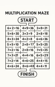 multiplication maze worksheet