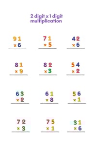 2 digit x 1 digit worksheet