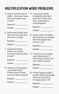 multiplication word problem worksheet