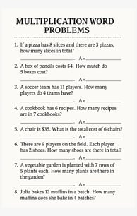 multiplication word problem worksheet