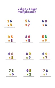 2 digit x 1 digit worksheet