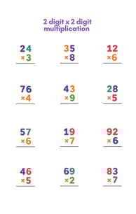 2 digit x 1 digit worksheet