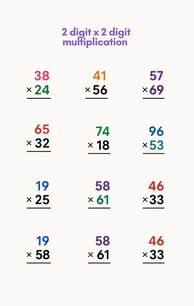 2 digit x 2 digit worksheet