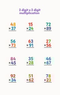 2 digit x 2 digit worksheet