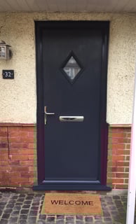 a black composite door with diamond glass fitted in Southampton 