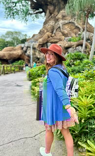 Karen Amundson in front of the "Tree of Life" inside Disney's Animal Kingdom® Park.