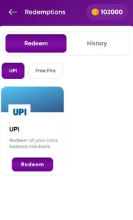 a phone screen showing a list of upi ipp