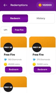 a mobile phone showing a list of freebies
