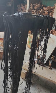Thin wax threads used in Bastar for making intricate brass artwork through the lost-wax casting process.