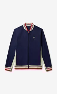 a jacketed jacket with a red and white stripe retro look