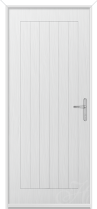 white front door with no glass