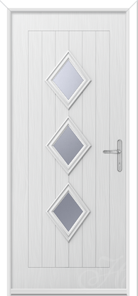 what front door with three diamonds in the glass