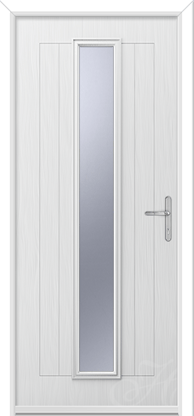 a white door with one long piece of glass